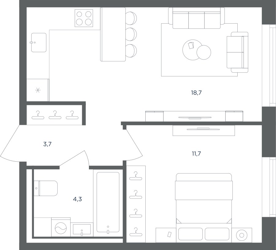 Планировка 38.4 м²