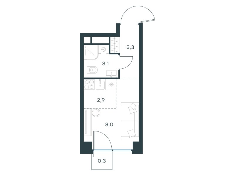 Планировка 17.6 м²