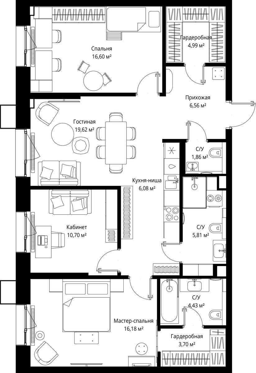Планировка 96.53 м²