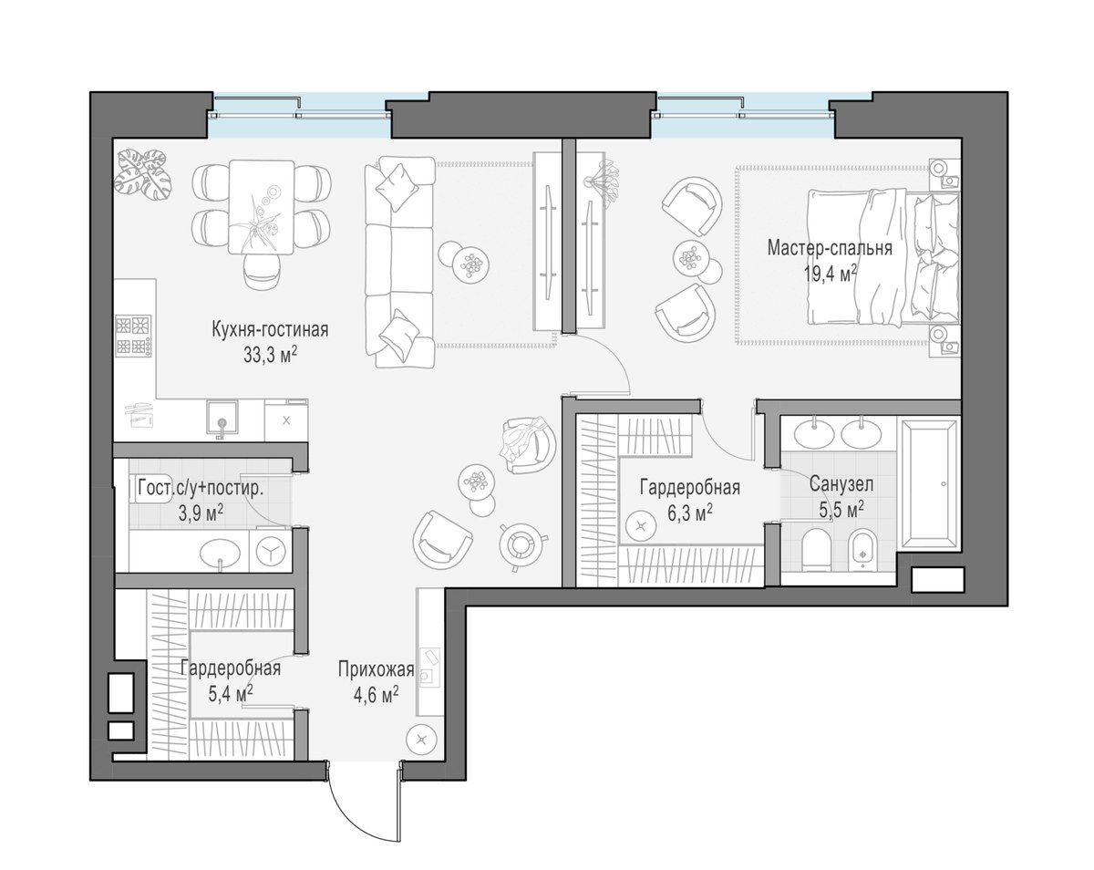 Планировка 82.8 м²