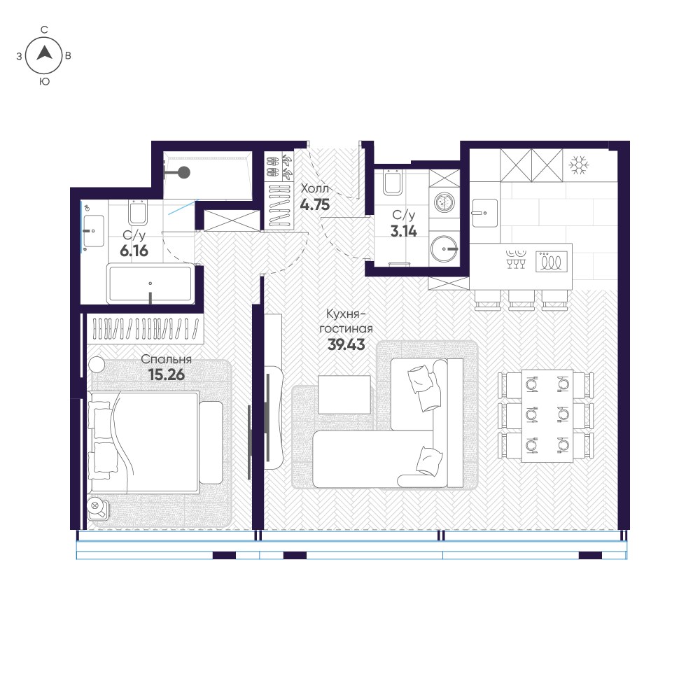 Планировка 71.8 м²