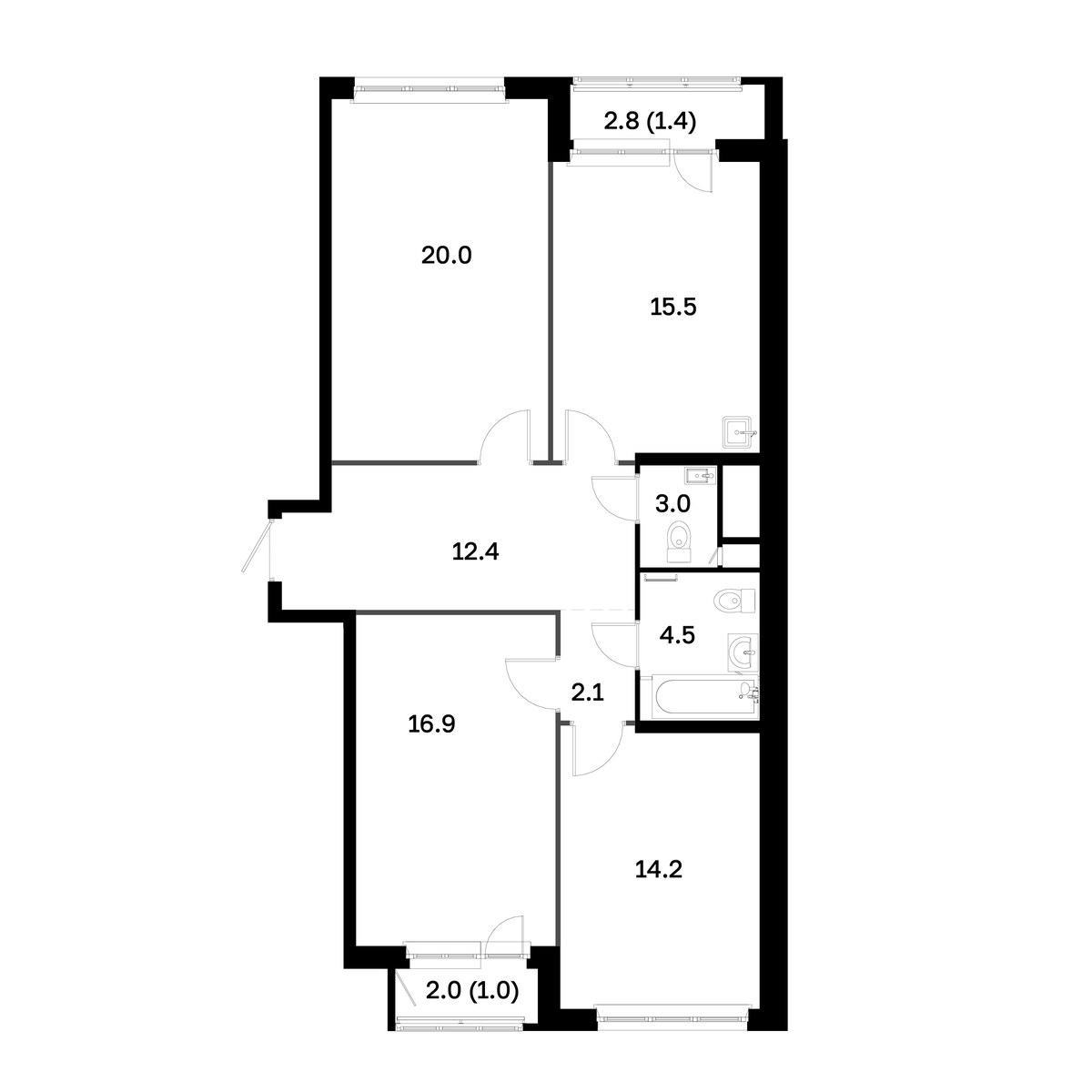 Планировка 90.0 м²
