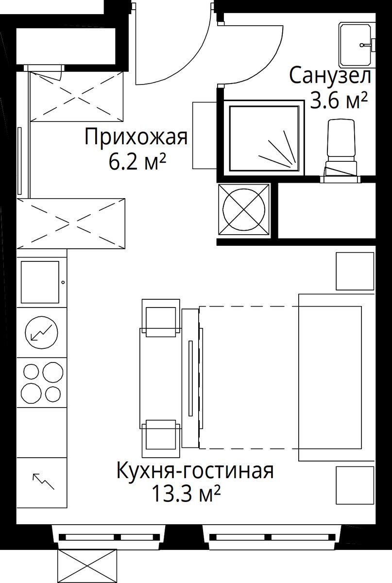 Планировка 24.1 м²