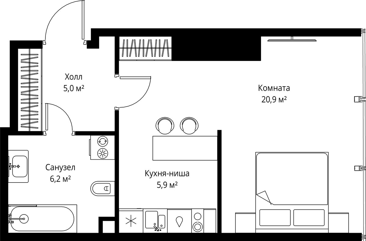Планировка 38.0 м²
