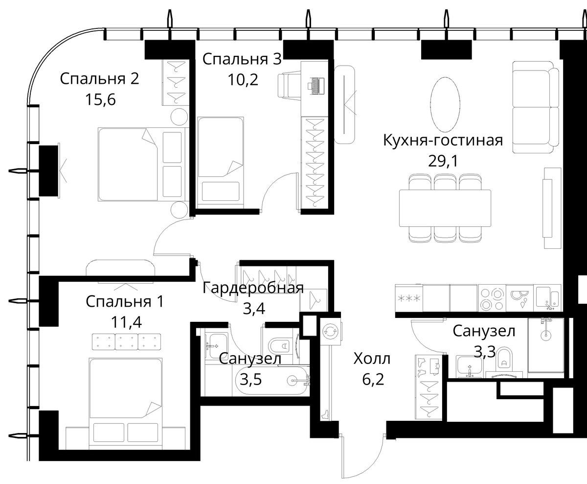 Планировка 85.7 м²