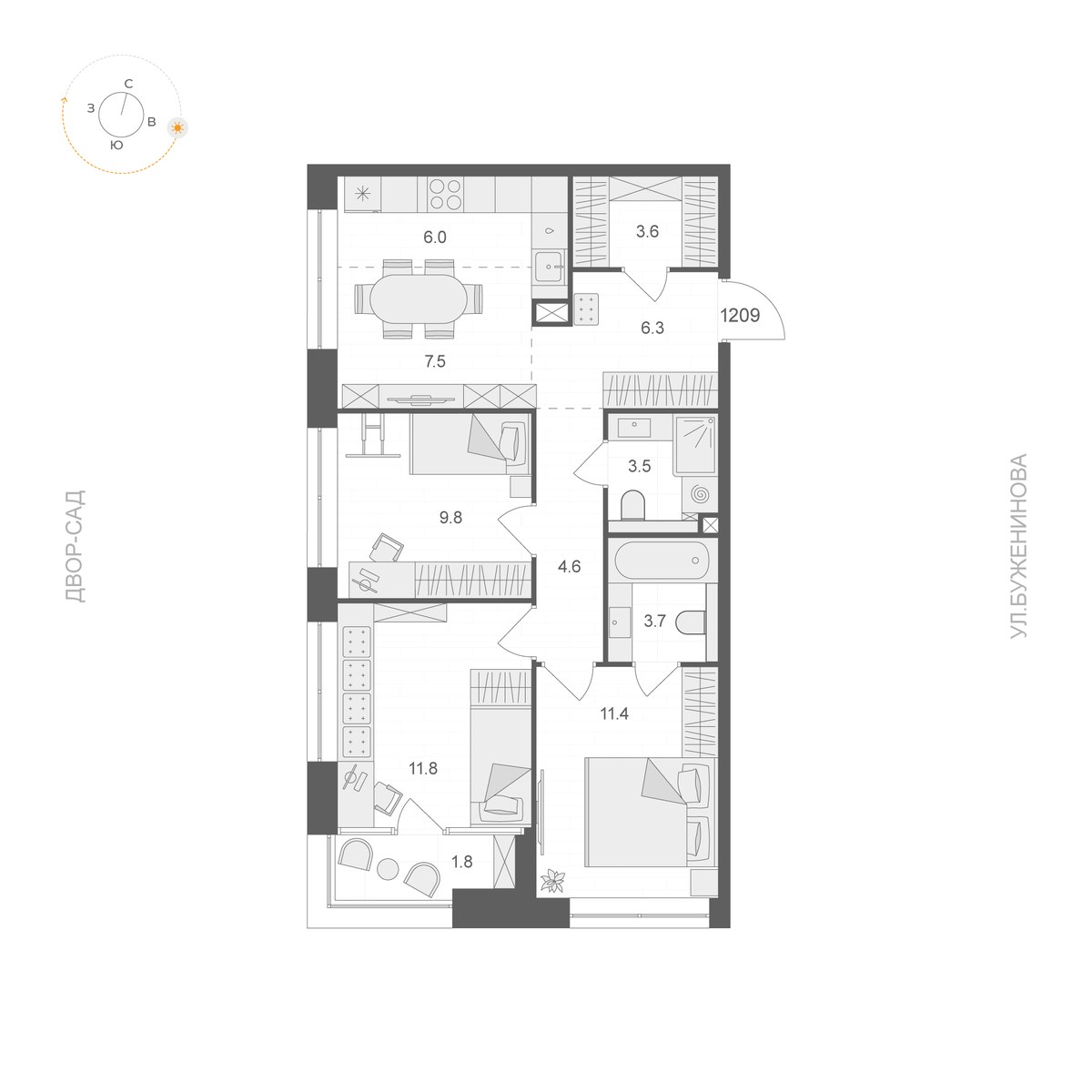 Планировка 69.1 м²