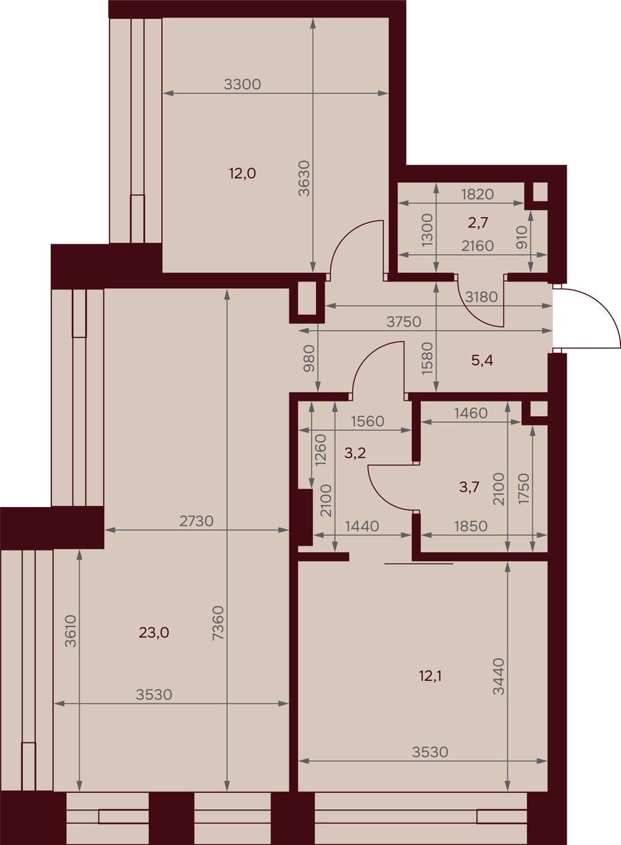 Планировка 61.6 м²