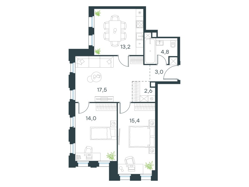 Планировка 70.5 м²