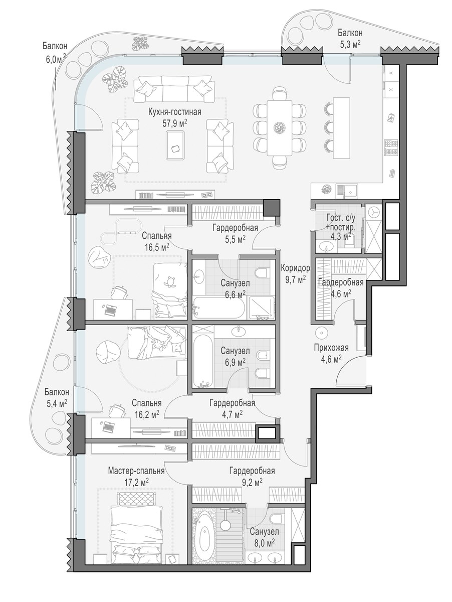 Планировка 176.9 м²