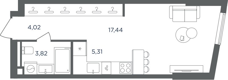 Планировка 30.59 м²