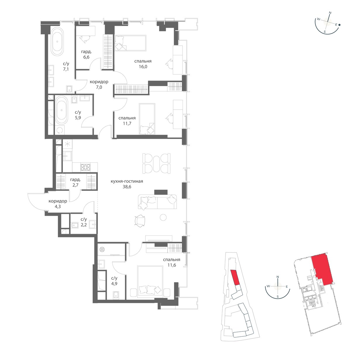 Планировка 118.6 м²