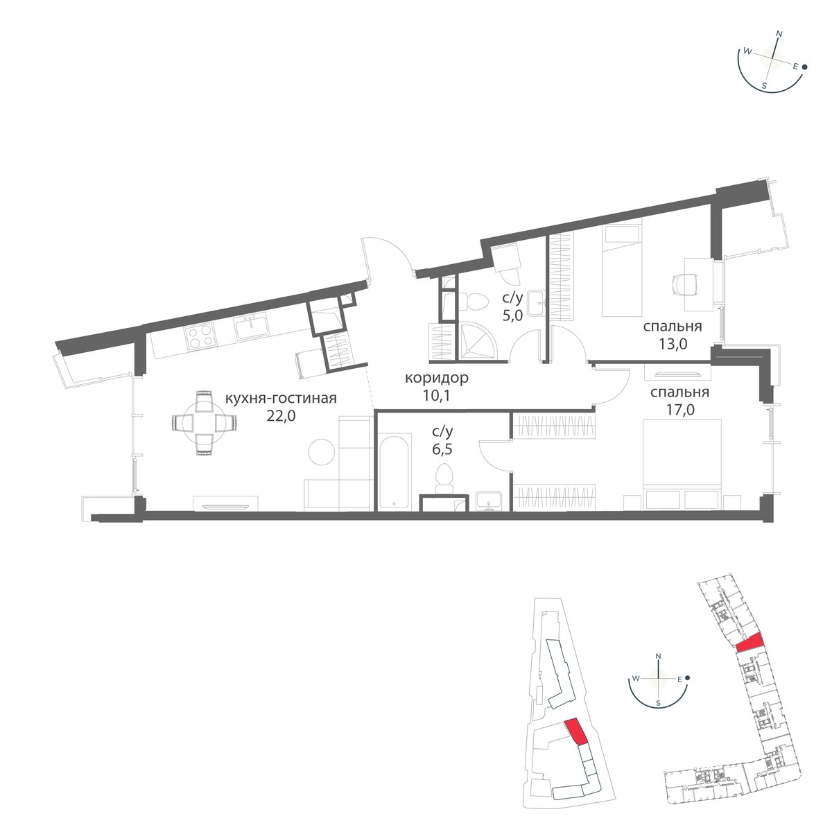 Планировка 73.6 м²