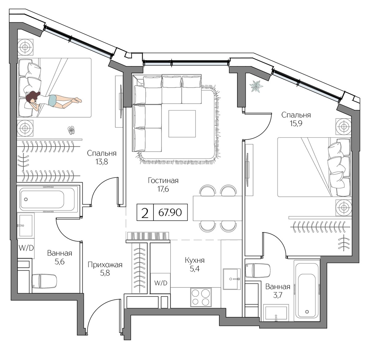 Планировка 67.9 м²