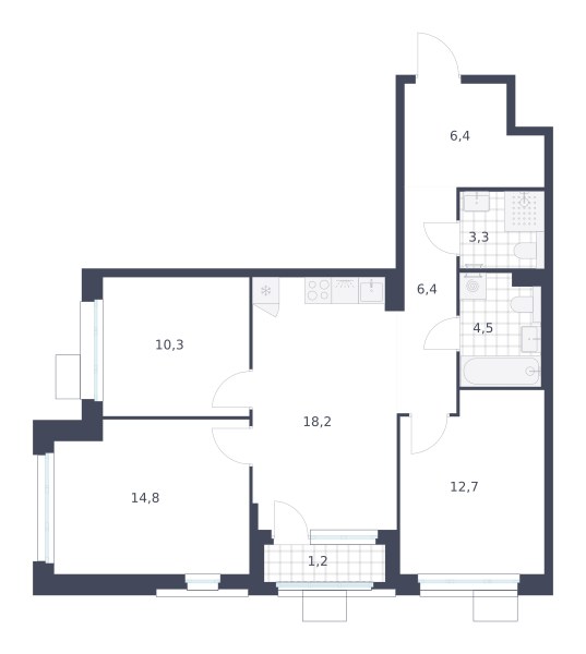 Планировка 77.8 м²