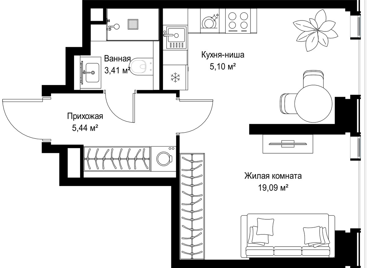 Планировка 33.04 м²