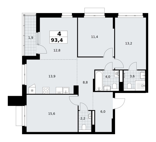 Планировка 93.4 м²
