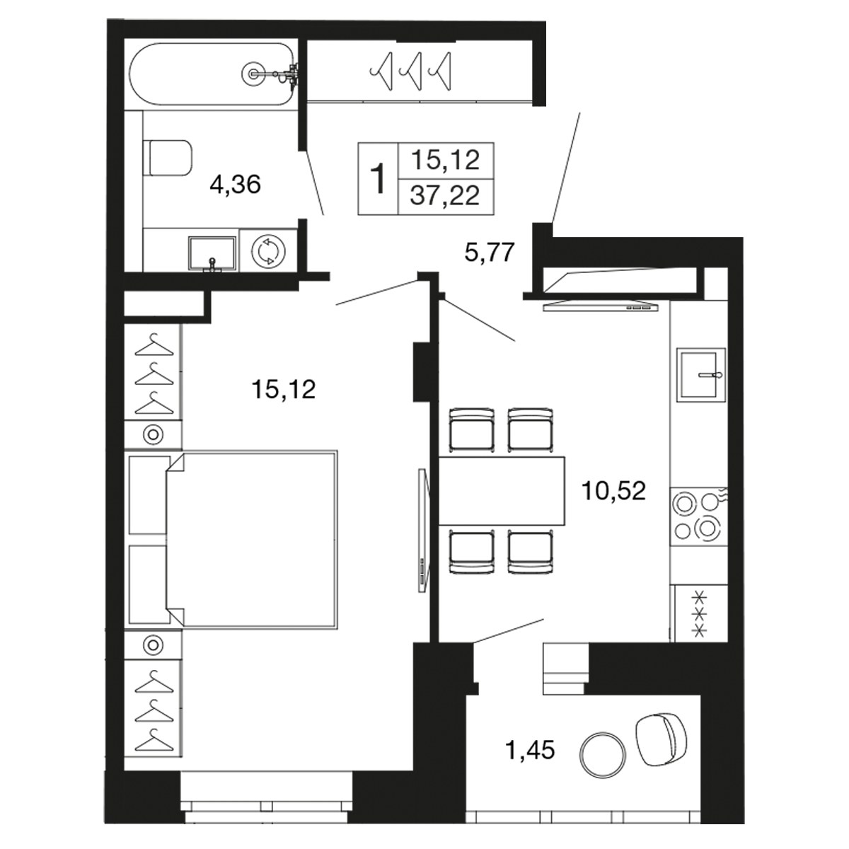 Планировка 35.7 м²