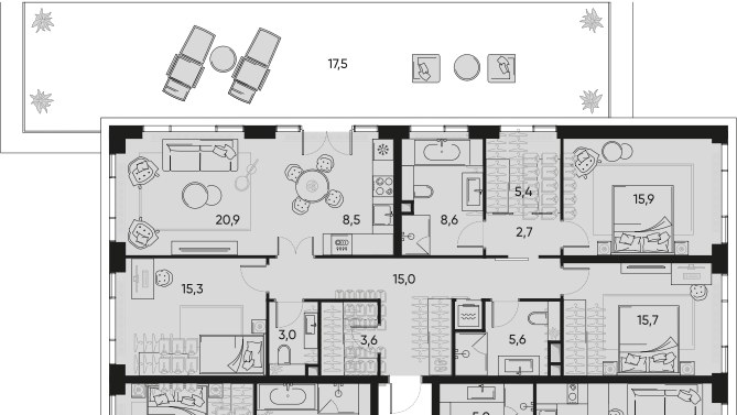 Планировка 120.9 м²