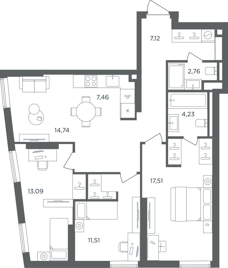 Планировка 81.66 м²