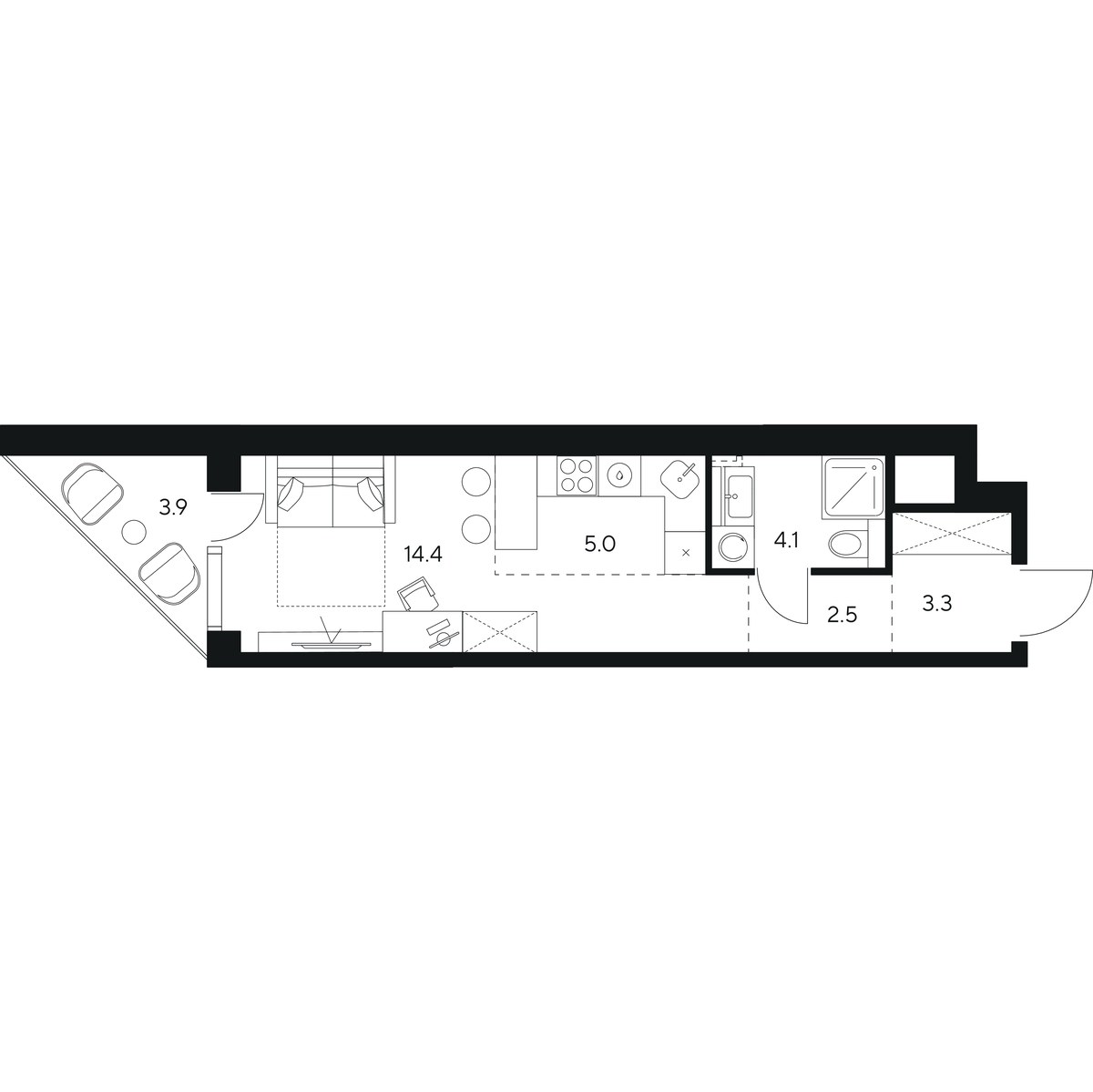 Планировка 33.2 м²