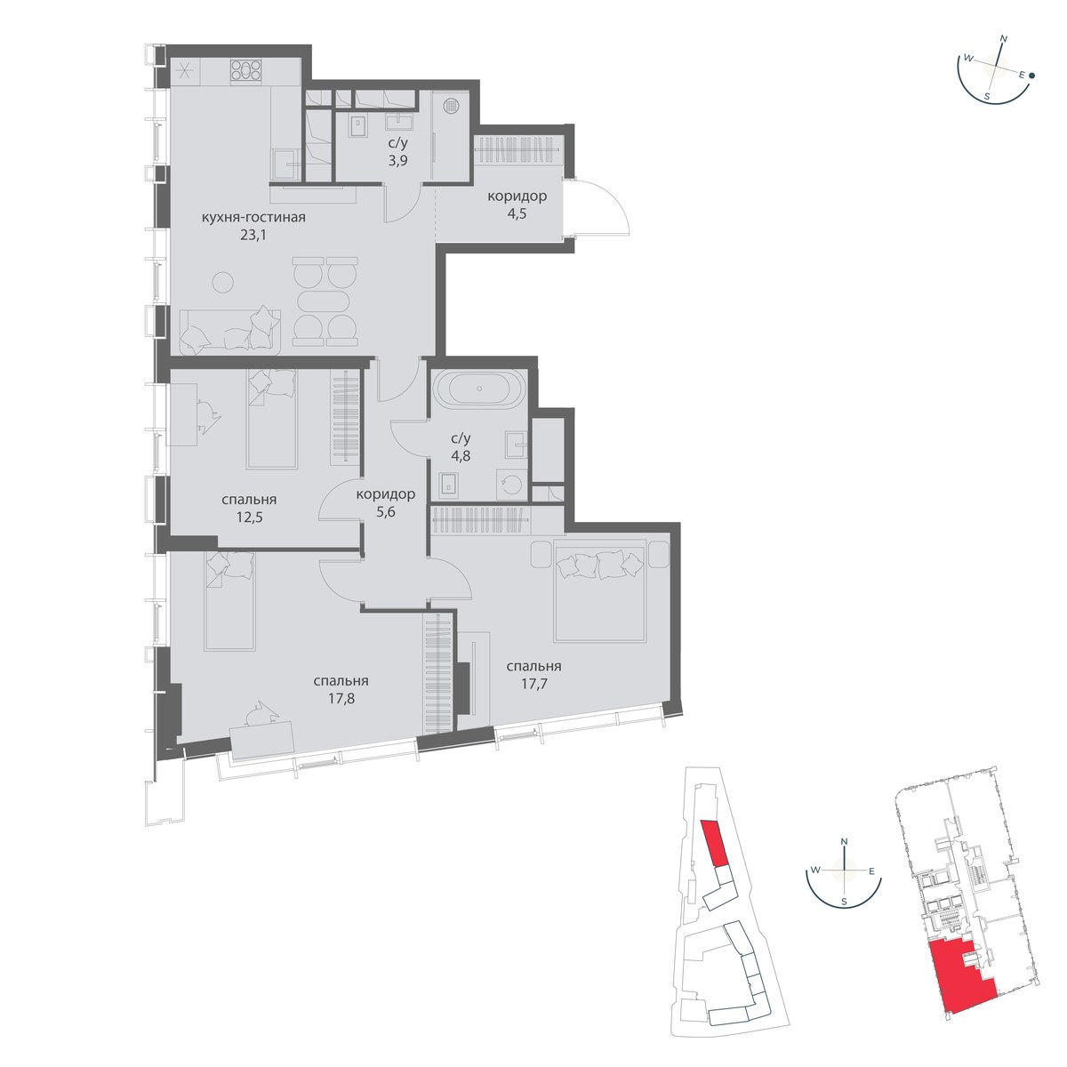 Планировка 89.9 м²