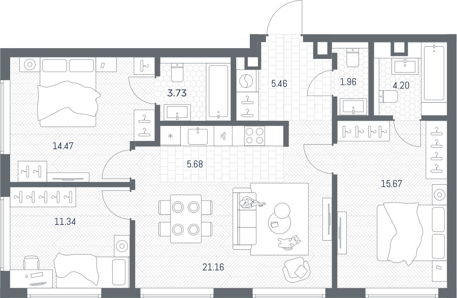 Планировка 83.67 м²