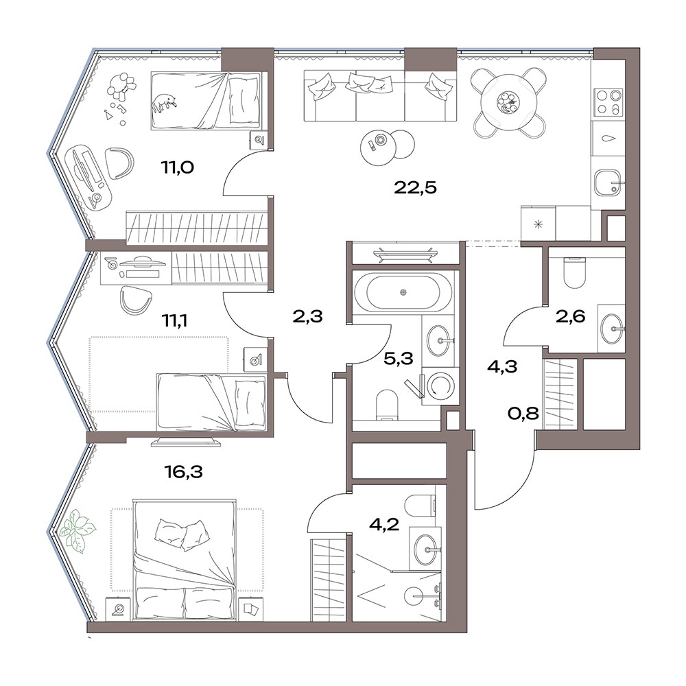 Планировка 80.4 м²