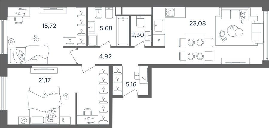 Планировка 79.1 м²