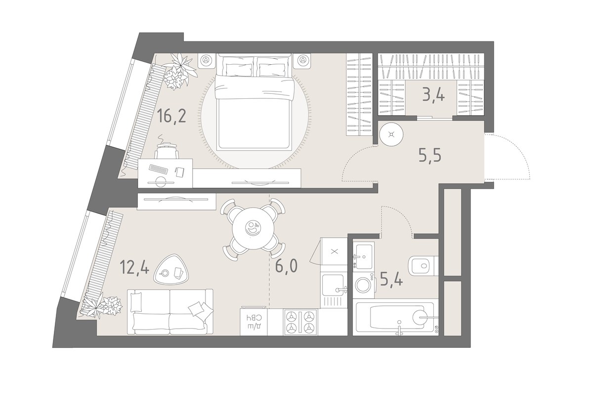 Планировка 48.9 м²
