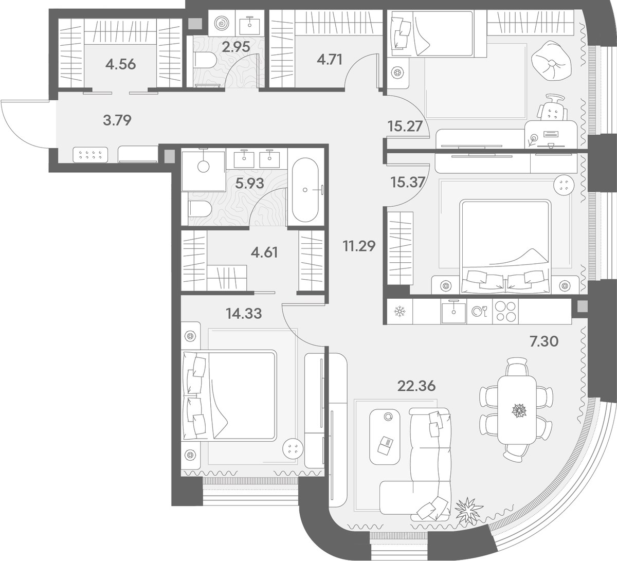 Планировка 112.47 м²