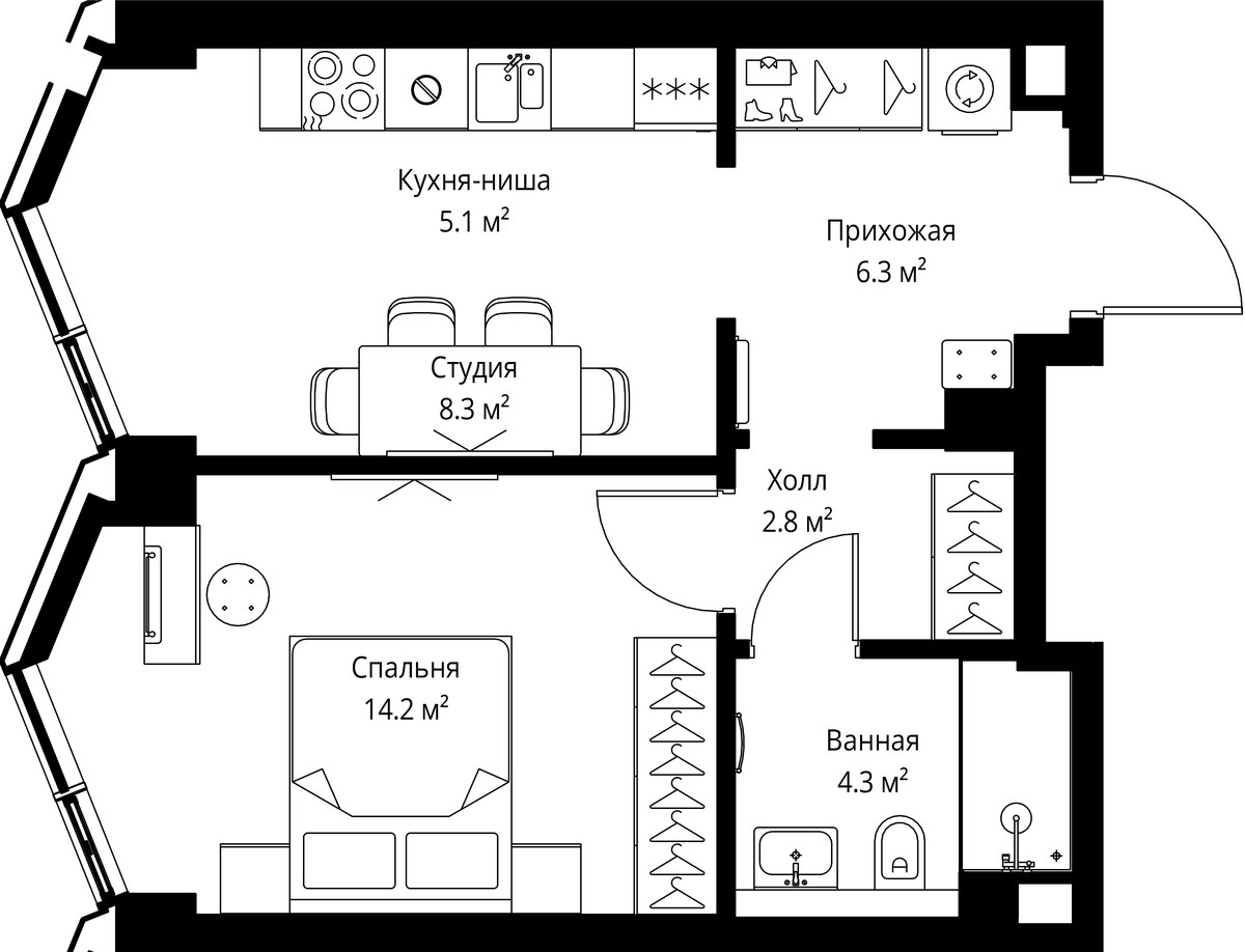 Планировка 41.0 м²