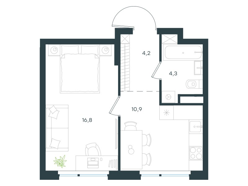 Планировка 36.2 м²