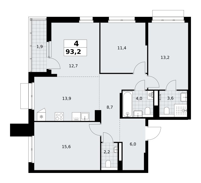 Планировка 93.2 м²