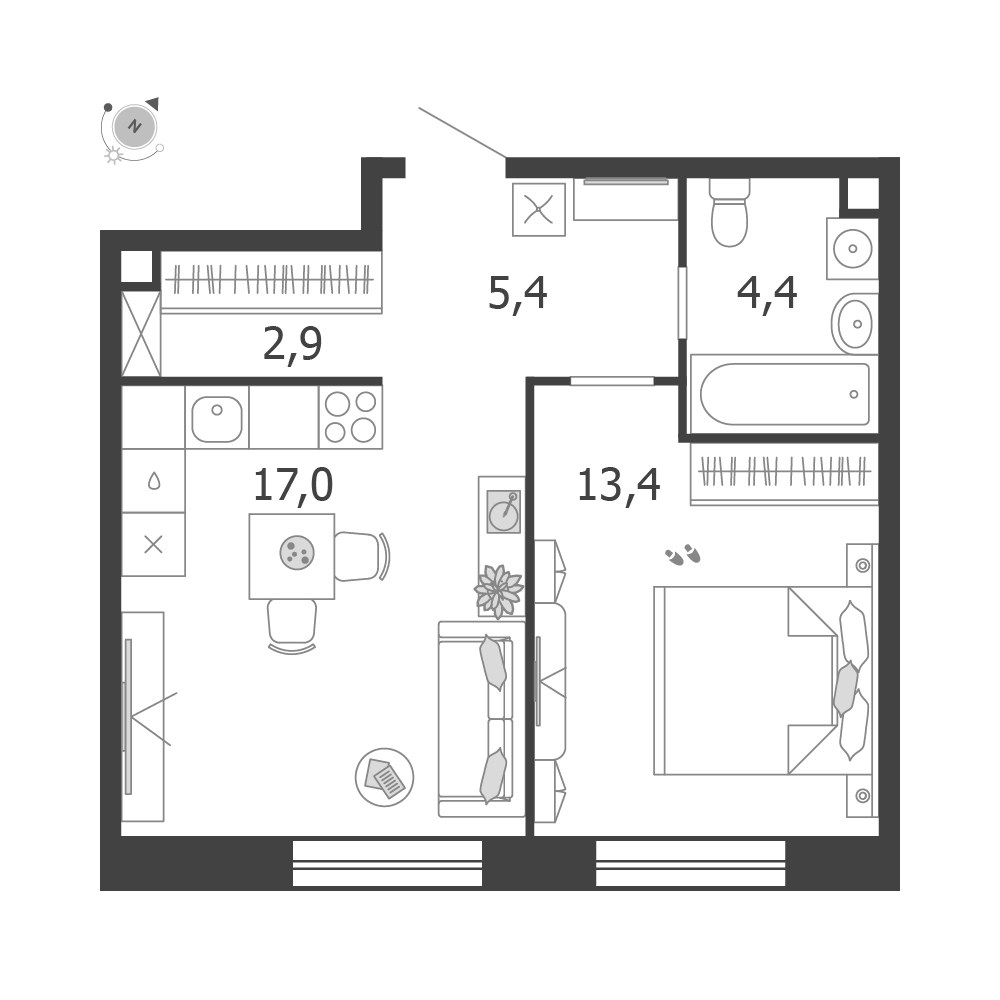 Планировка 43.1 м²