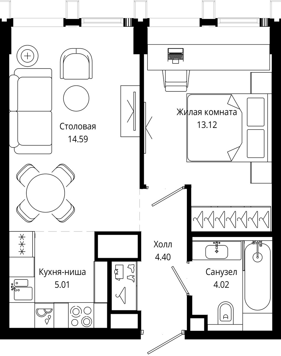 Планировка 41.3 м²