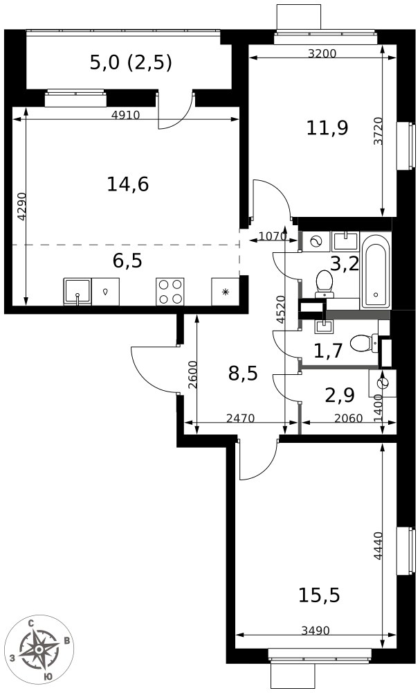 Планировка 67.3 м²