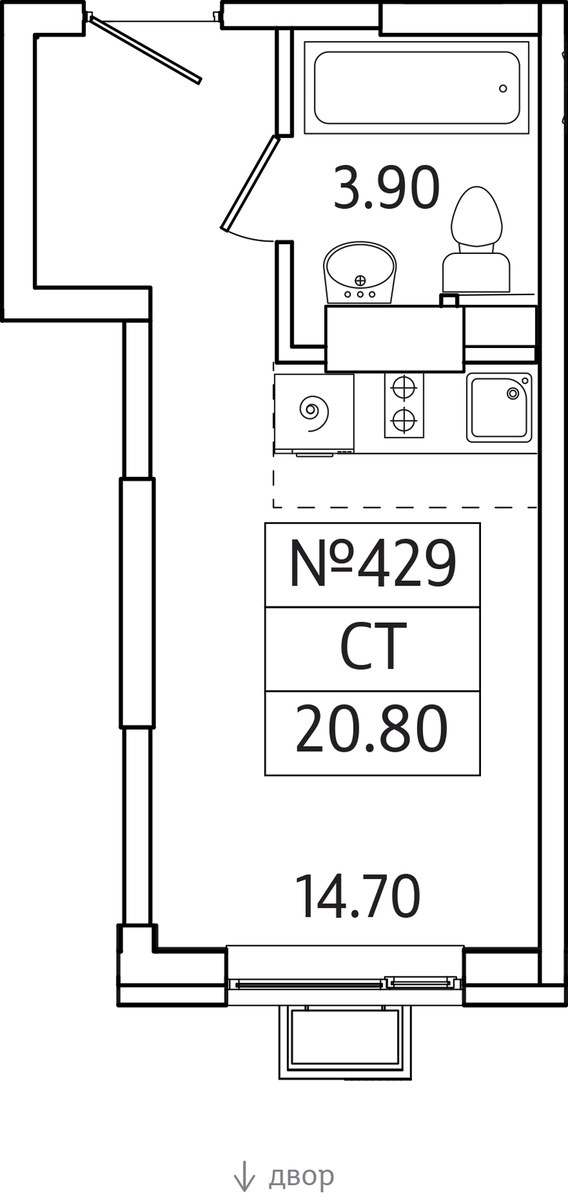 Планировка 20.8 м²