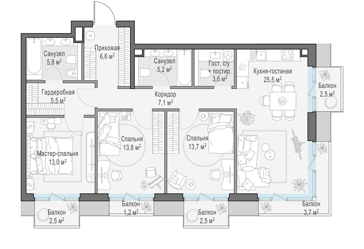 Планировка 103.7 м²