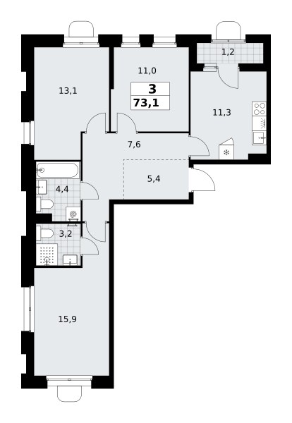 Планировка 73.1 м²