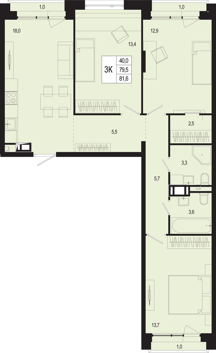 Планировка 82.9 м²