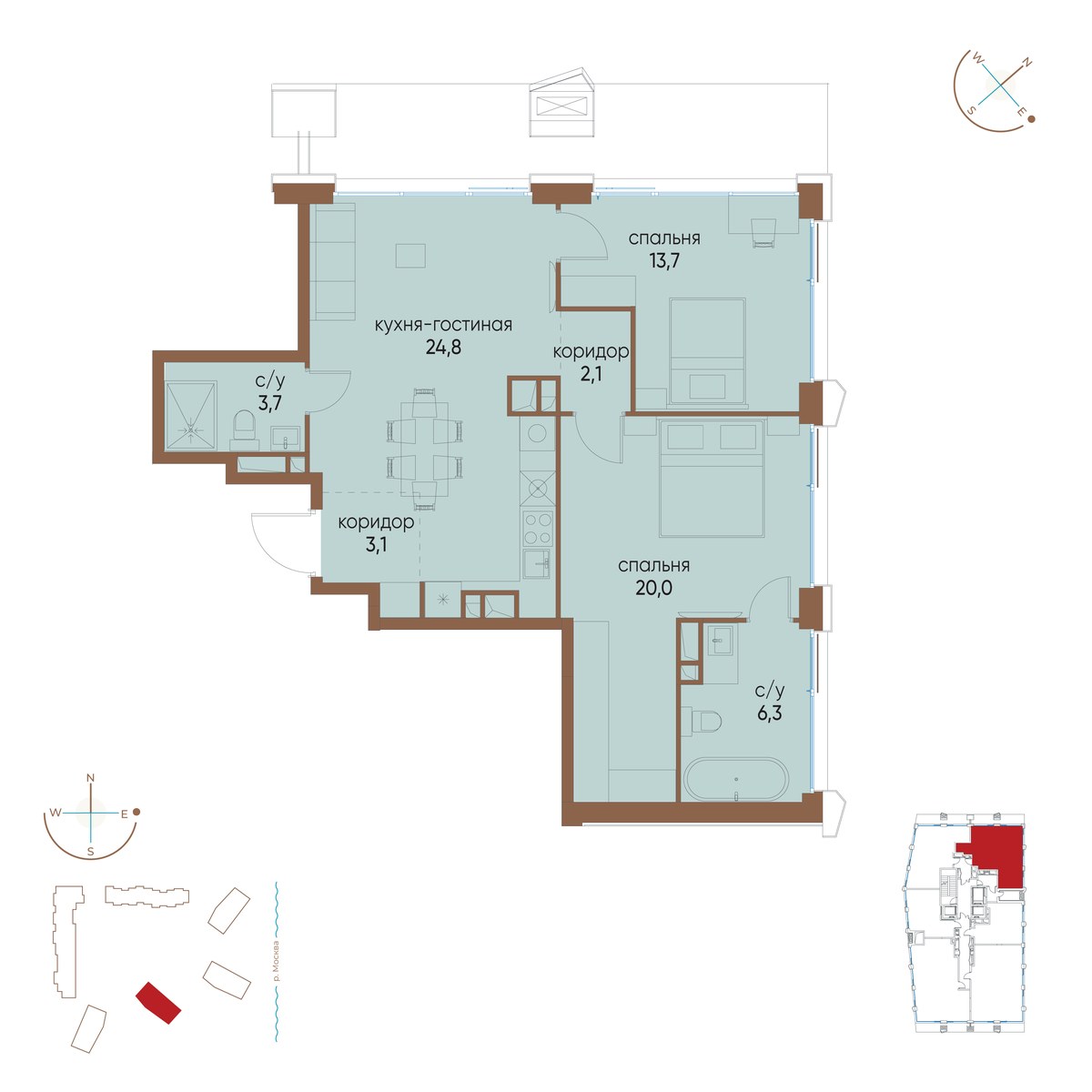 Планировка 73.7 м²