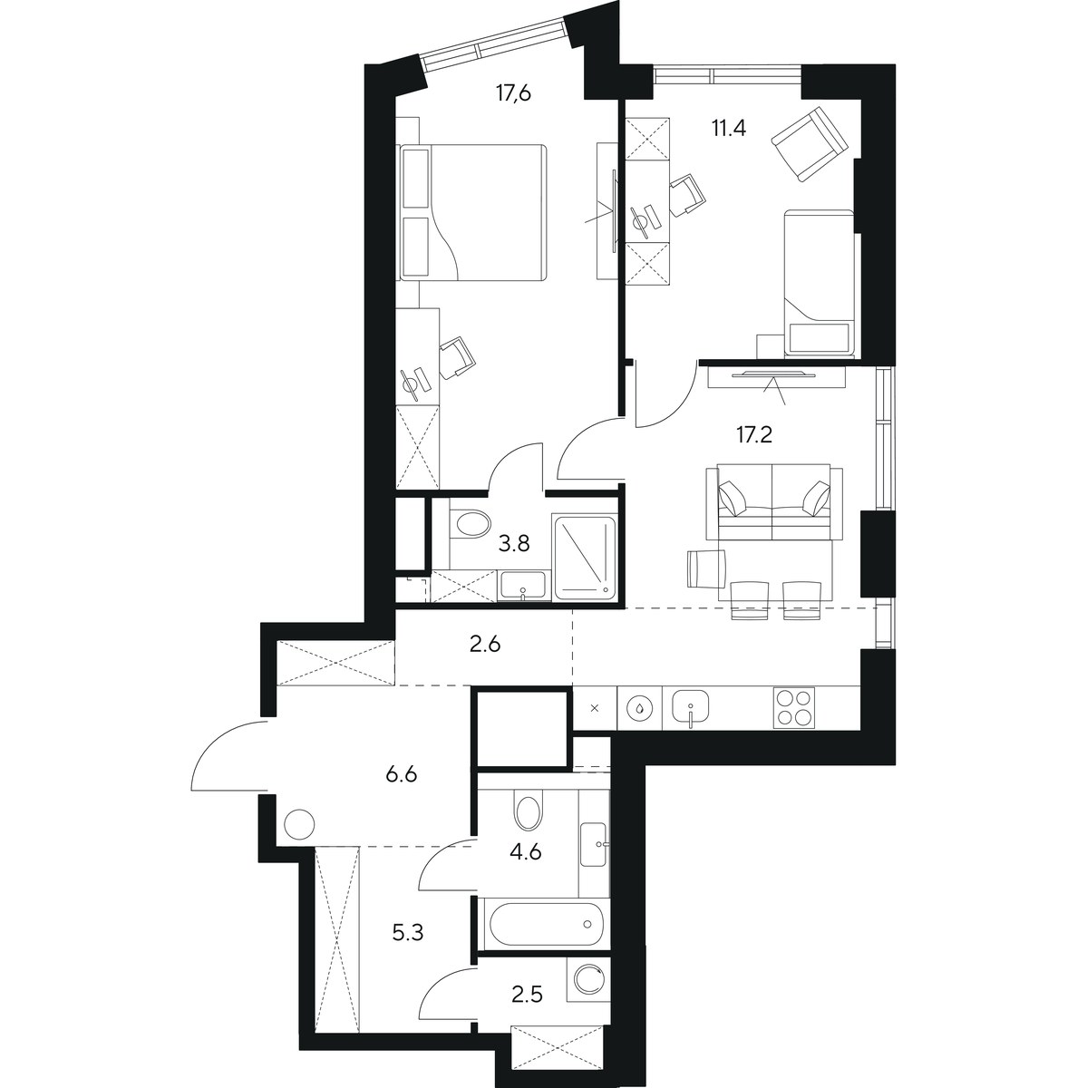 Планировка 71.6 м²