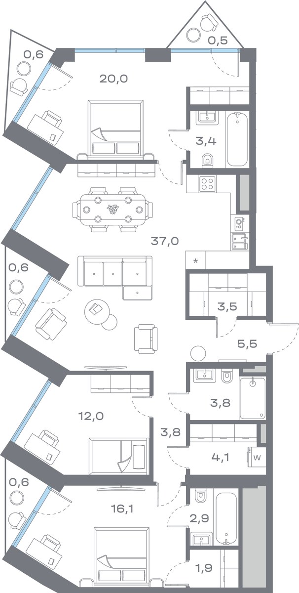 Планировка 116.35 м²