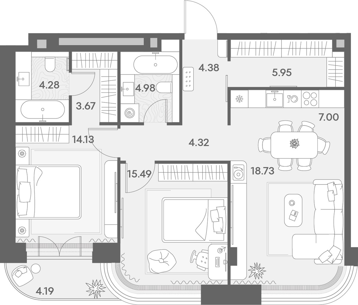 Планировка 87.19 м²