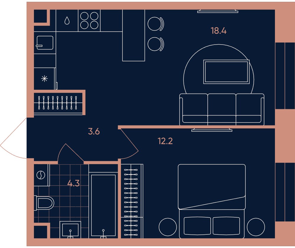 Планировка 38.5 м²