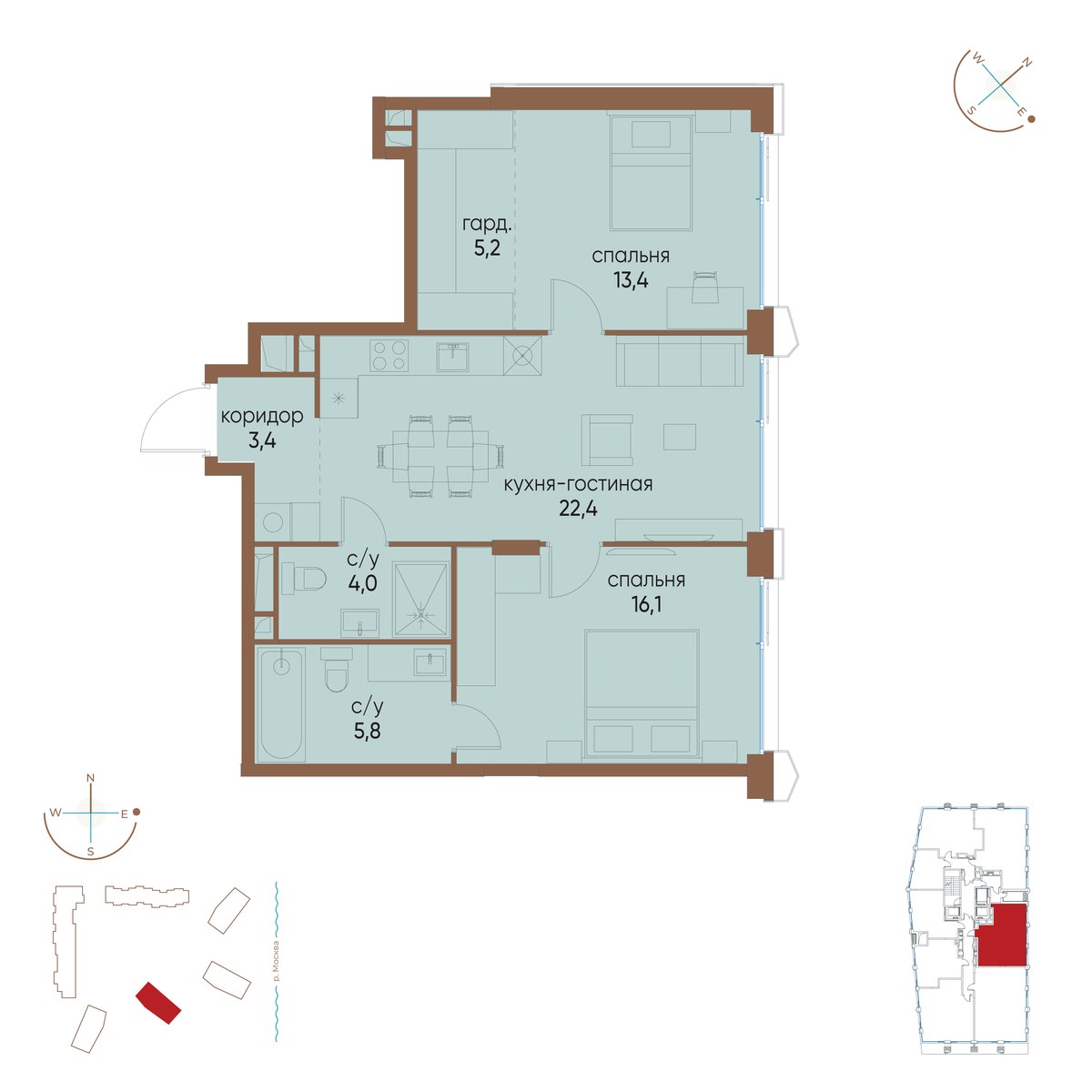 Планировка 70.3 м²