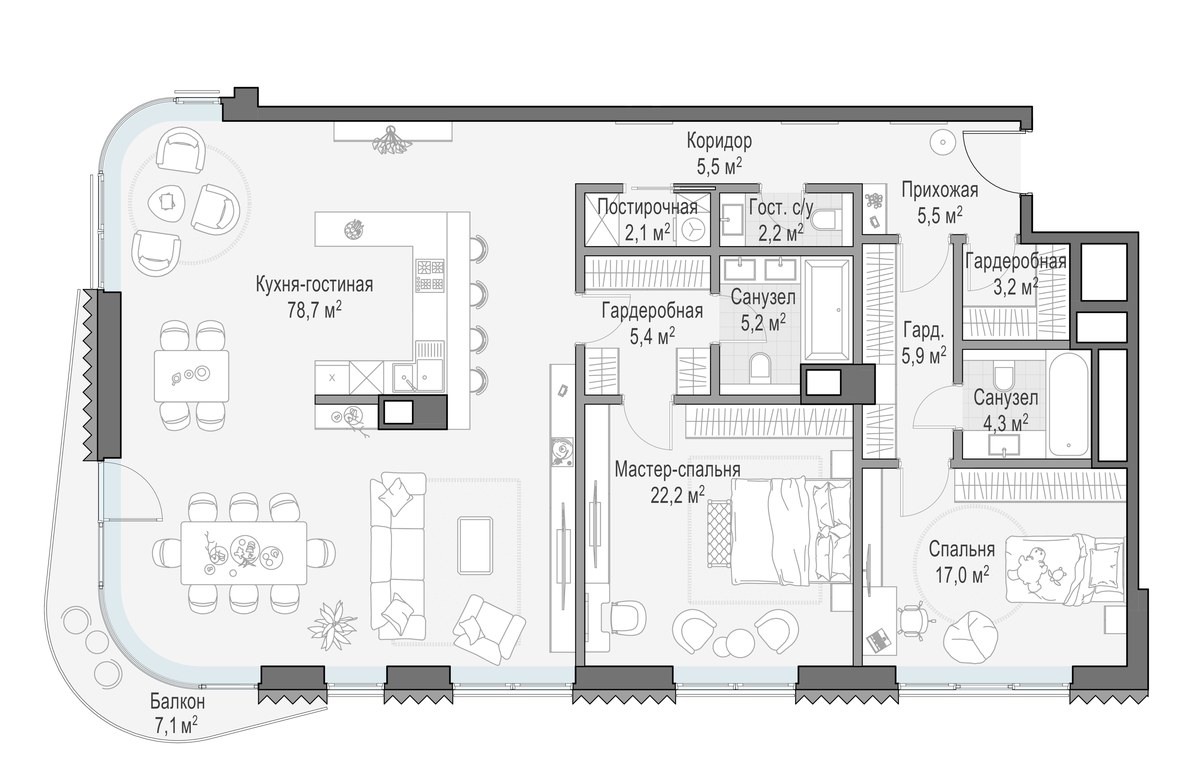 Планировка 158.3 м²