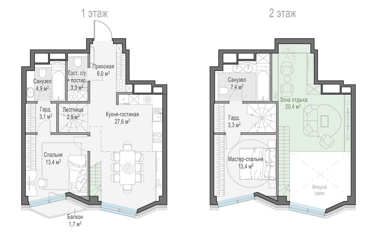Планировка 84.9 м²