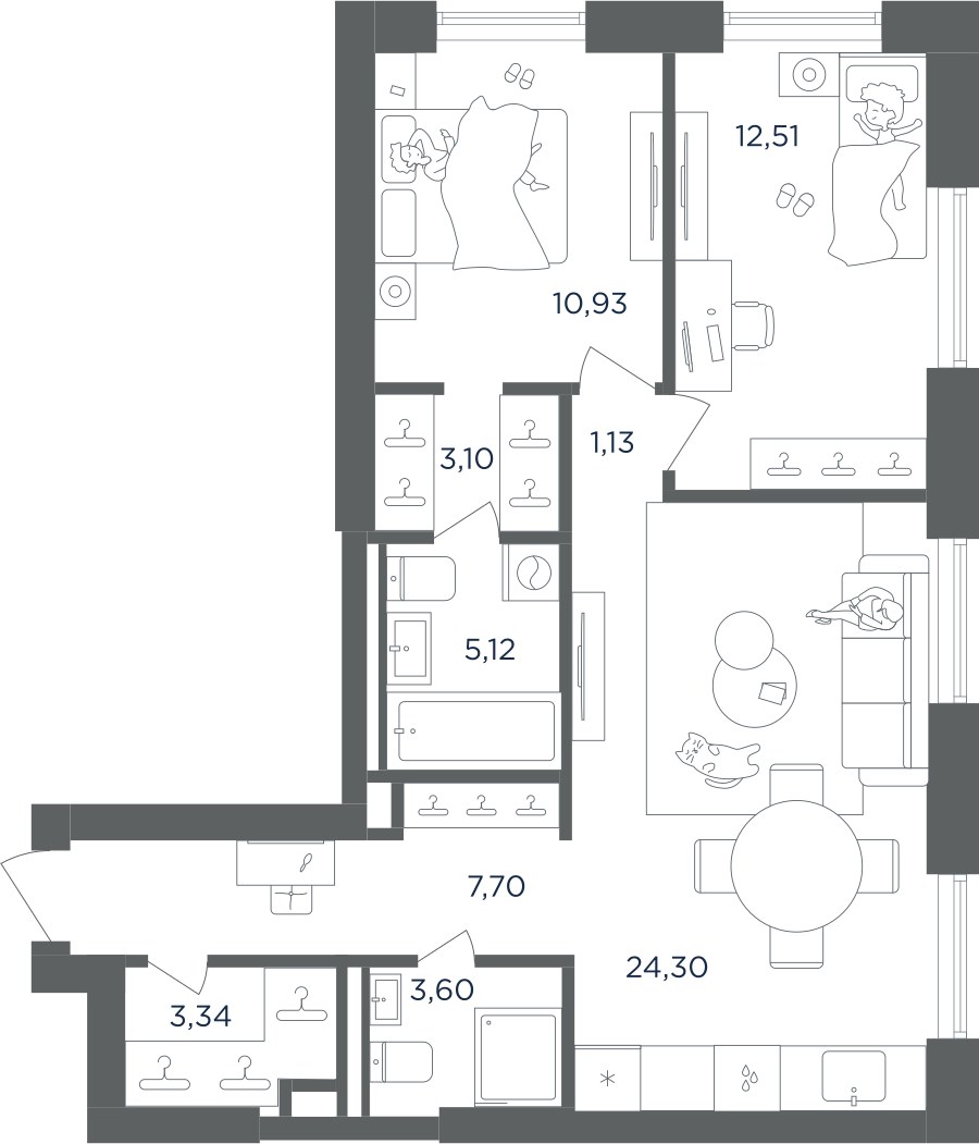 Планировка 71.73 м²