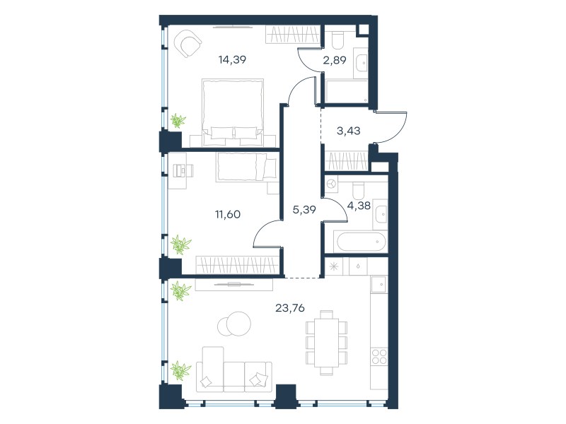 Планировка 64.84 м²